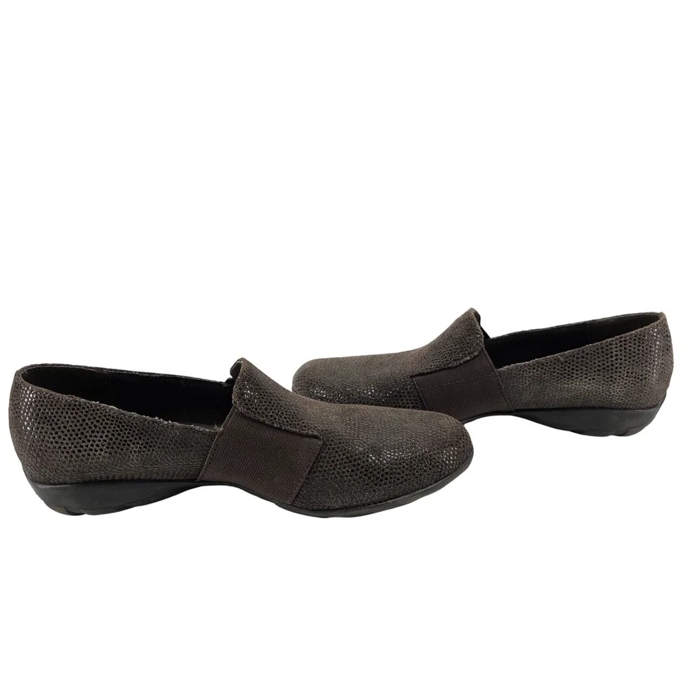 Ditto Van Eli Leather Loafers 7 M Brown Metallic Textured Slip On Comfort Shoes